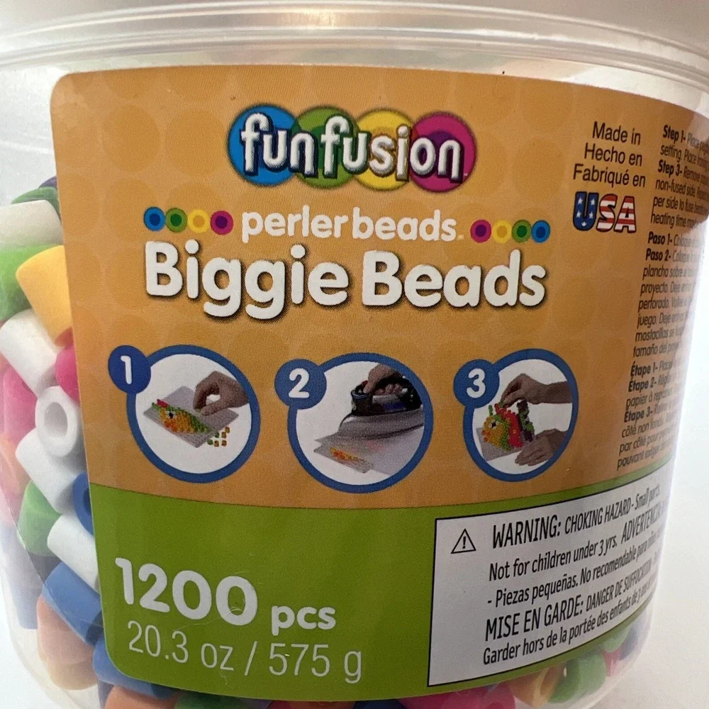 Perler 70711 Biggie Beads Bucket - 1,200 Assorted Colors of Beads NEW